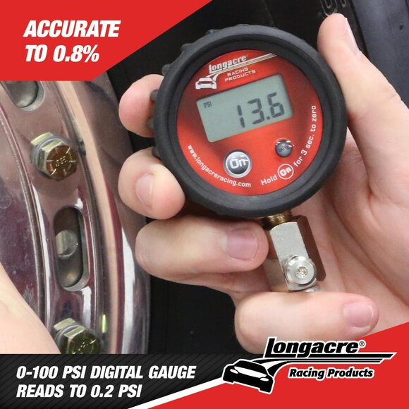 Longacre Basic Digital 2 in Tire Pressure Gauge 52-53036 0-100 psi Red - Picture 10 of 10